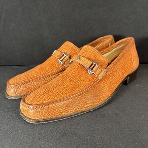 Men's Vintage Artioli Suede Luxury Italian Loafers, Orange, 8.5